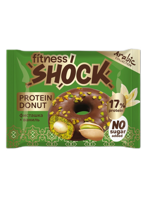 Пирожное протеиновое Fitnes Shock Донат фисташка и ваниль, 70г