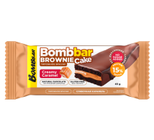 Пирожное протеиновое Bombbar глазированное брауни и сливочная карамель, 45г
