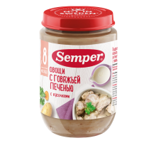 Пюре мясо-растительное детское Semper Овощи и телячья печень с 8 месяцев, 190г