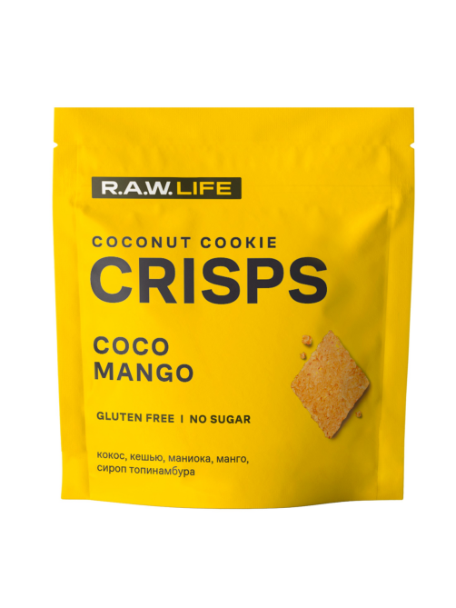 Печенье криспы R.A.W. LIFE с кокосом и манго без сахара без глютена, 35г