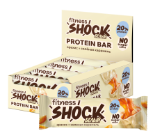 Батончик протеиновый Fitness Shock белый с карамелью и арахисом, 50г x 12 шт