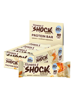 Батончик протеиновый Fitness Shock белый с карамелью и арахисом, 50г x 12 шт