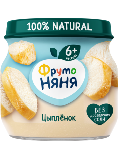 Пюре мясное детское ФрутоНяня Цыпленок с 6 месяцев, 80г