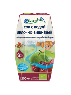 Сок детский Fleur Alpine с водой Яблоко и вишня с 8 месяцев, 200мл