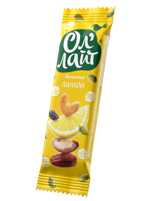 Батончик Ол'Лайт фруктово-ореховый лимон, 30г