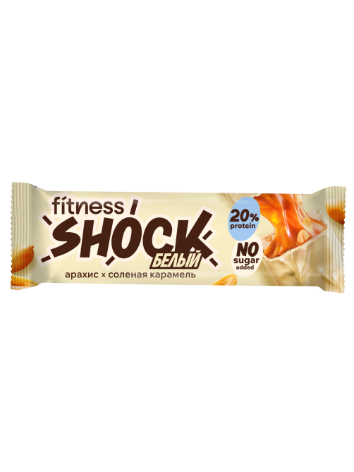 Батончик протеиновый Fitness Shock белый с карамелью и арахисом, 50г