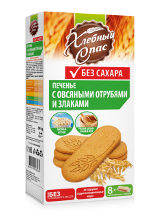 Печенье Хлебный Спас с овсяными отрубями и злаками без сахара, 240г