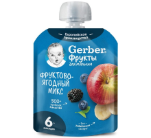Пюре фруктовое детское Gerber Фрукты и ягоды с 6 месяцев, 90г