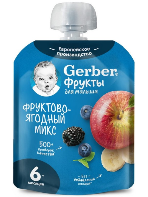 Пюре фруктовое детское Gerber Фрукты и ягоды с 6 месяцев, 90г