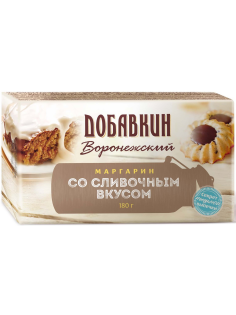 Маргарин Добавкин Воронежский со сливочным вкусом ГОСТ 60%, 180г