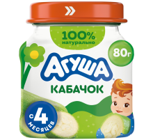 Пюре овощное детское Агуша Кабачок с 4 месяцев, 80г
