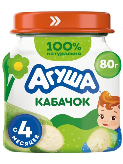 Пюре овощное детское Агуша Кабачок с 4 месяцев, 80г