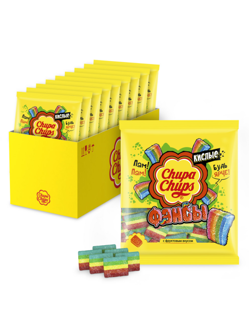 Мармелад жевательный Chupa Chups Sour belts mini кислый с фруктовым вкусом, 150г