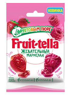 Мармелад жевательный Fruittella с пюре клубники и малины, 36г