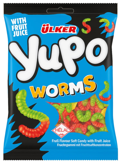 Жевательный мармелад Ulker Yupo с фруктовым соком Червяки, 80г