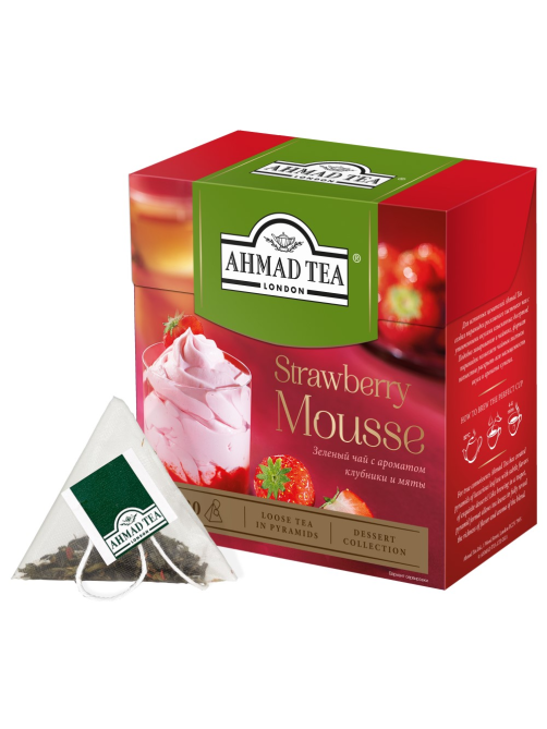 Чай зеленый Ahmad Tea Strawberry Mousse с клубникой и мятой (1.8г x 20шт), 36г