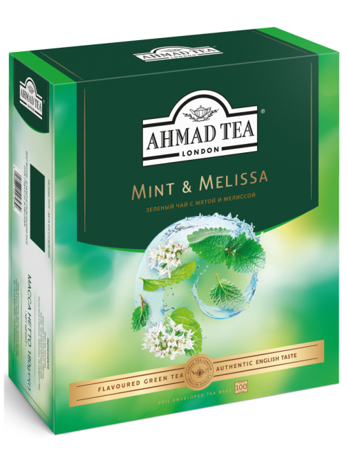 Чай зеленый Ahmad Tea Мята и мелисса (1.8г x 100шт), 180г