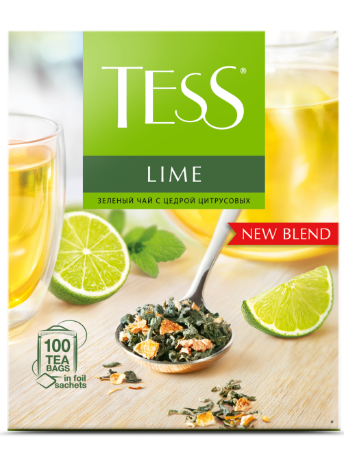 Чай Tess Lime зеленый с цедрой цитрусовых (1.5г х 100шт), 150г