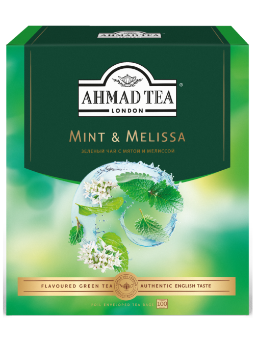 Чай зеленый Ahmad Tea Мята и мелисса (1.8г x 100шт), 180г