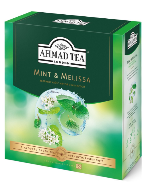 Чай зеленый Ahmad Tea Мята и мелисса (1.8г x 100шт), 180г