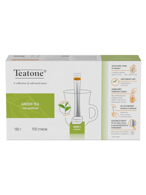 Чай зеленый Teatone стики (1.8г x 100шт), 180г