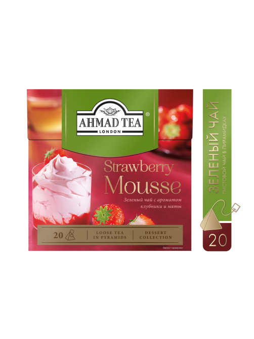 Чай зеленый Ahmad Tea Strawberry Mousse с клубникой и мятой (1.8г x 20шт), 36г