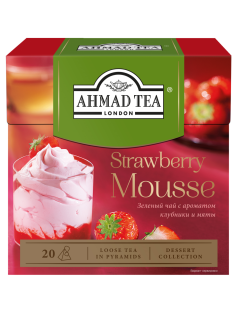 Чай зеленый Ahmad Tea Strawberry Mousse с клубникой и мятой (1.8г x 20шт), 36г