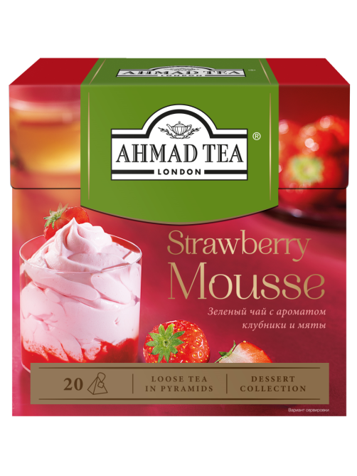 Чай зеленый Ahmad Tea Strawberry Mousse с клубникой и мятой (1.8г x 20шт), 36г