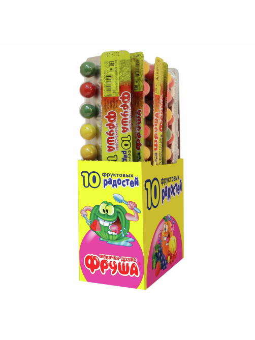 Жевательная резинка Фруша 10 Фруктовых радостей, 20г