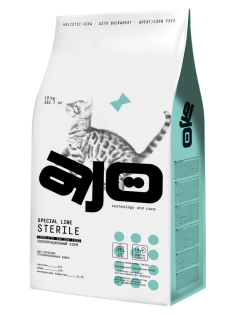 Корм сухой Ajo Sterile для кошек индейка-утка, 10кг