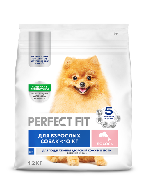 Корм сухой Perfect Fit для взрослых собак мелких пород лосось, 1.2кг