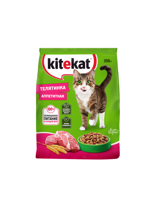Корм сухой Kitekat Телятинка аппетитная для взрослых кошек, 350г