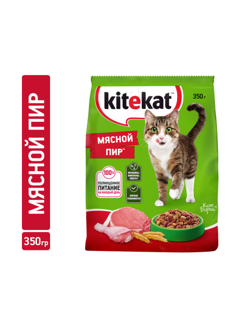 Корм сухой Kitekat Мясной пир для взрослых кошек, 350г