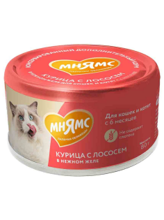Корм влажный Мнямс для кошек курица с лососем в желе, 80г
