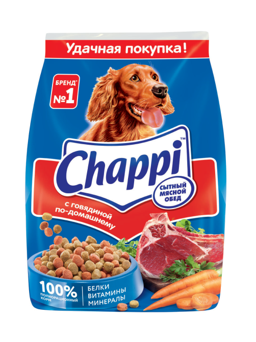 Корм сухой Chappi для собак с говядиной по-домашнему, 600г