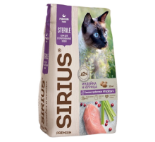 Корм сухой Sirius для стерилизованных кошек индейка-курица, 10кг