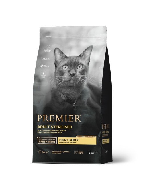 Корм сухой Premier для стерилизованных кошек индейка, 2кг