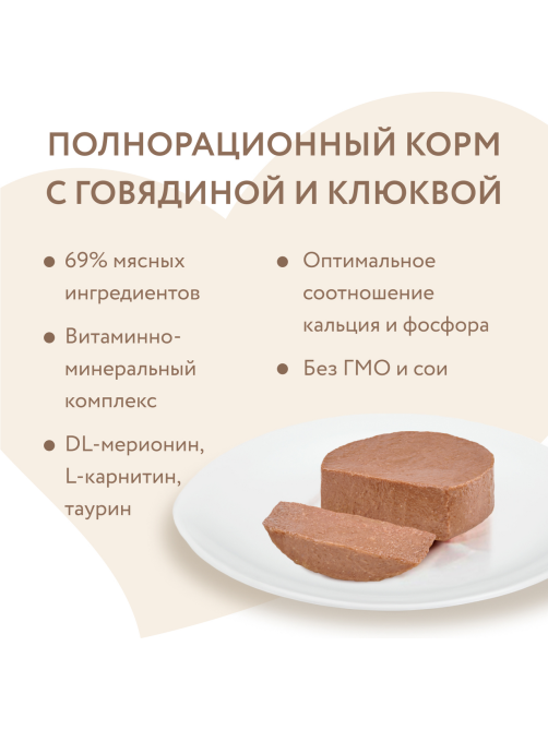 Корм влажный Мнямс для кошек деликатес говядина и клюква, 100г