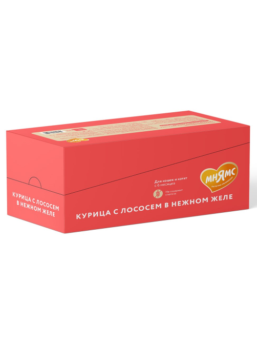 Корм влажный Мнямс для кошек курица с лососем в желе, 80г