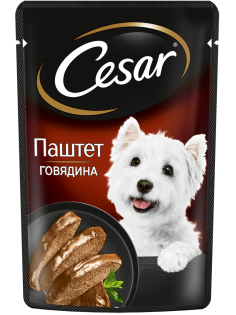 Корм влажный Cesar для взрослых собак паштет с говядиной, 80г