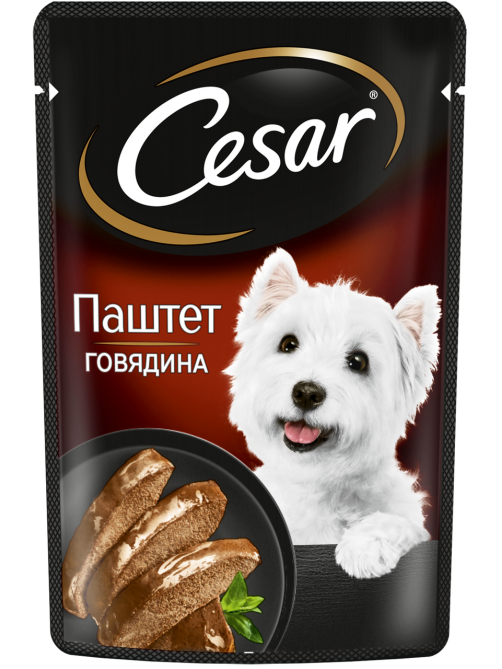 Корм влажный Cesar для взрослых собак паштет с говядиной, 80г