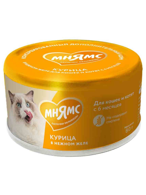 Корм влажный Мнямс для кошек курица в желе, 80г