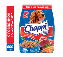 Корм сухой Chappi для собак с говядиной по-домашнему, 600г