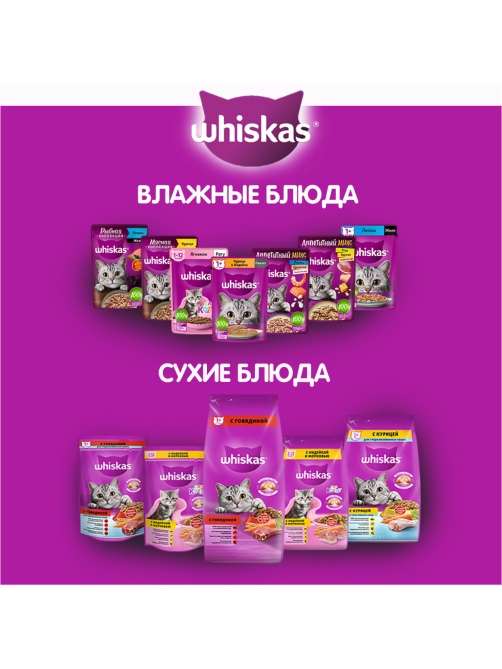 Корм влажный Whiskas рагу для взрослых кошек с телятиной, 75г x 28 шт