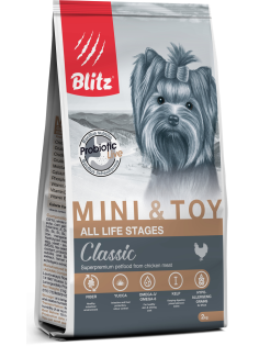 Корм сухой Blitz Classic для собак мелких и миниатюрных пород всех возрастов с курицей, 2кг