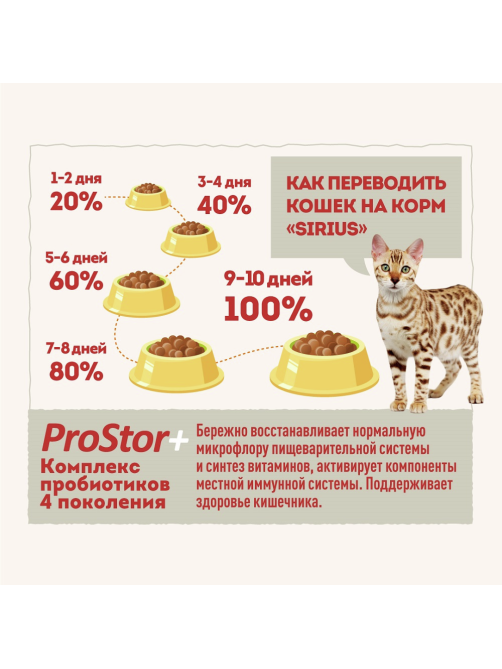 Корм сухой Sirius для кошек мясной рацион, 1.5кг