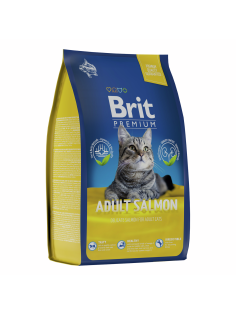 Корм сухой Brit Premium для взрослых кошек лосось, 800г