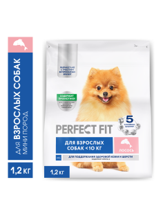 Корм сухой Perfect Fit для взрослых собак мелких пород лосось, 1.2кг