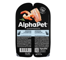 Корм влажный AlphaPet для стерилизованных кошек с анчоусами и креветками, 80г