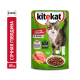 Корм влажный Kitekat для взрослых кошек с говядиной в соусе, 85г